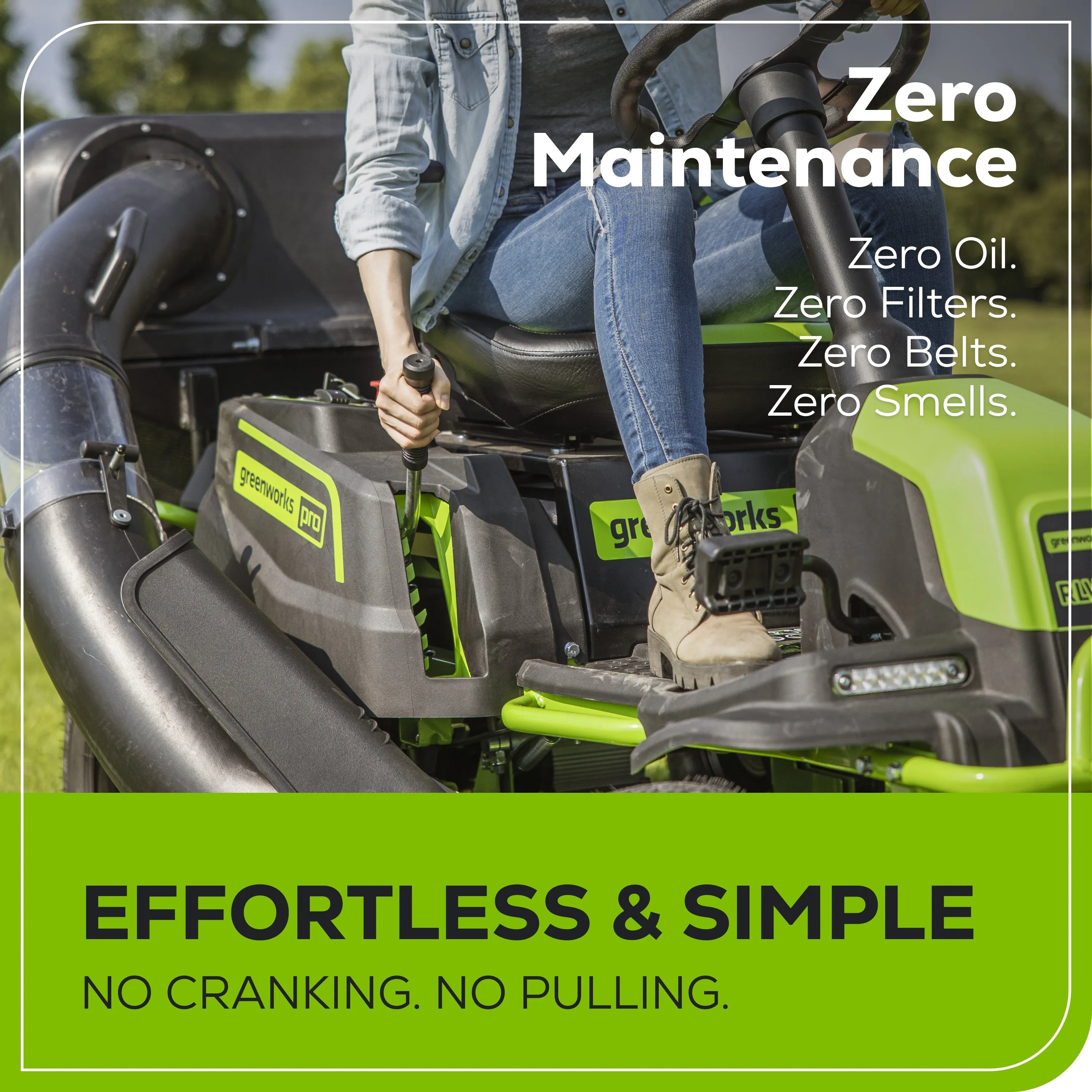60V 42" Cordless Battery CrossoverT Riding Lawn Mower   Bagger w/ Six (6) 8.0Ah Batteries and Three (3) Dual Port Turbo Chargers