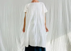 Amuzgo Huipil Dress. White-on-White. Hand-Woven. Guerrero, Mexico. 0189