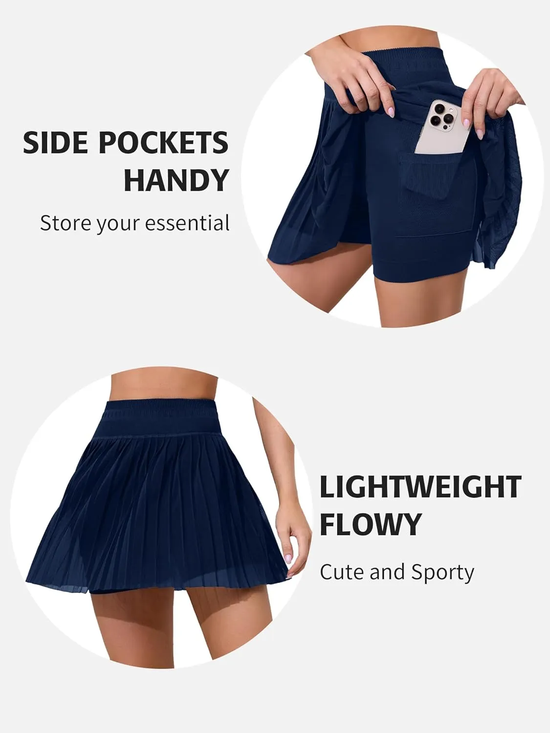ATTRACO Pleated Tennis Skirts for Women with Shorts High Waisted Golf Athletic Skorts Lightweight Workout Skirts