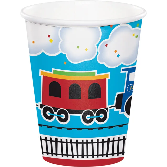 Bulk All Aboard Train 9 oz Paper Cups (96 per Case)