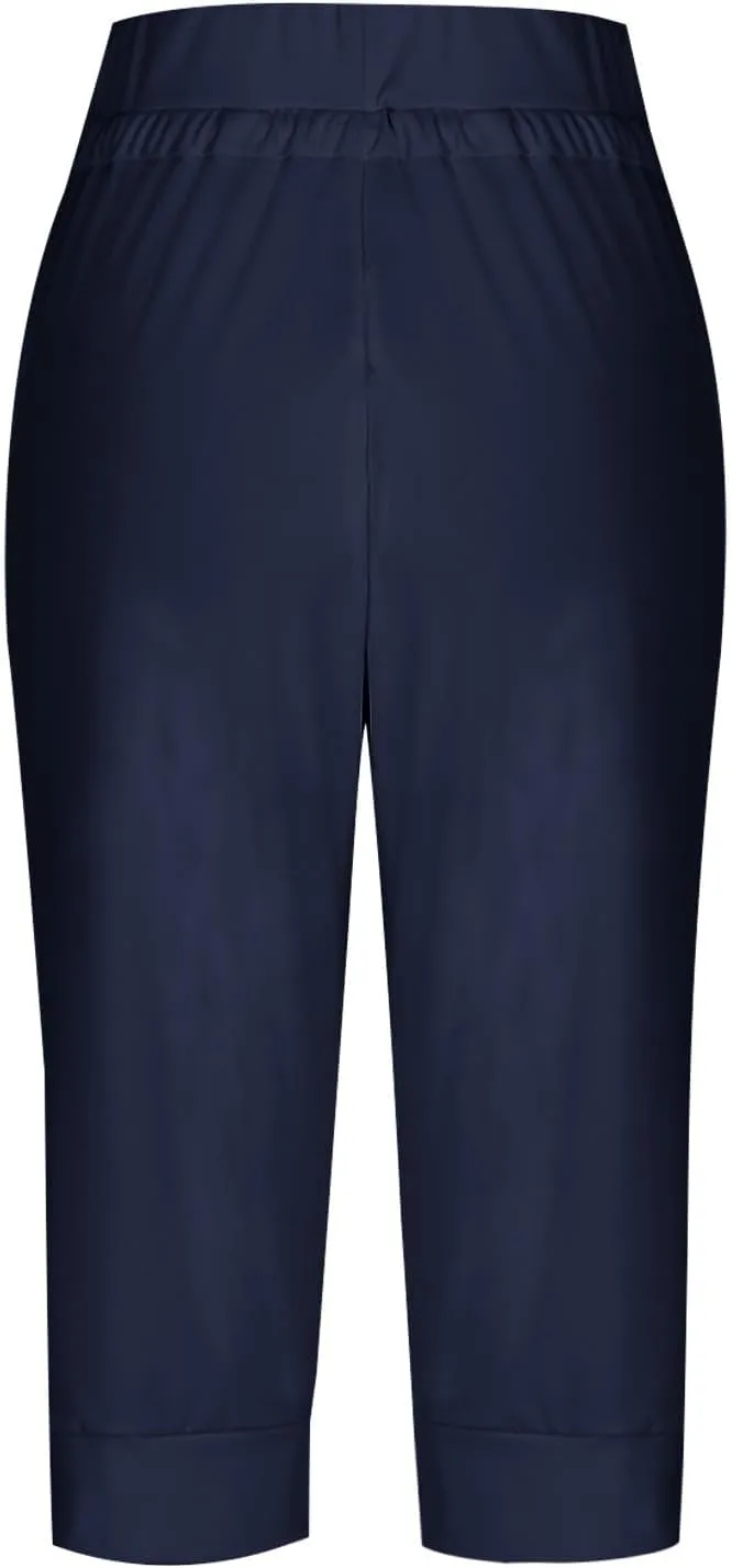 Capri Joggers Womens Fashion 2025 Trendy Elastic Drawstring High Waisted Capris Casual Summer Stretch Active Pants