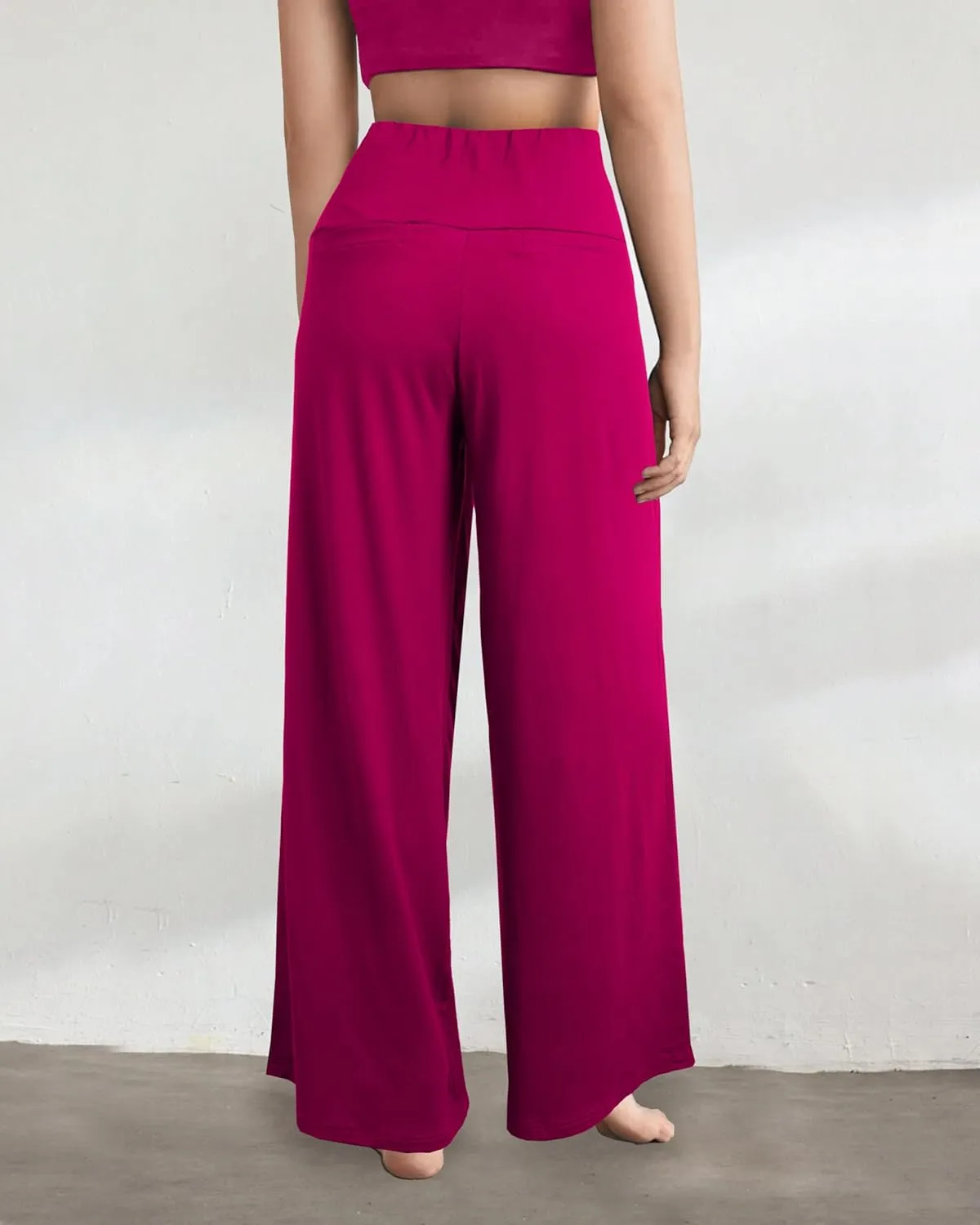 CHICASIMR Wide Leg Womens Pants High Waist Loose Flowy Comfy Lounge Stretch Soft Women Pants Casual Pants with Pockets