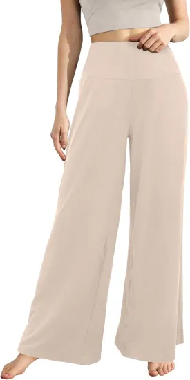 CHICASIMR Wide Leg Womens Pants High Waist Loose Flowy Comfy Lounge Stretch Soft Women Pants Casual Pants with Pockets