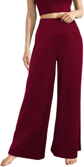 CHICASIMR Wide Leg Womens Pants High Waist Loose Flowy Comfy Lounge Stretch Soft Women Pants Casual Pants with Pockets