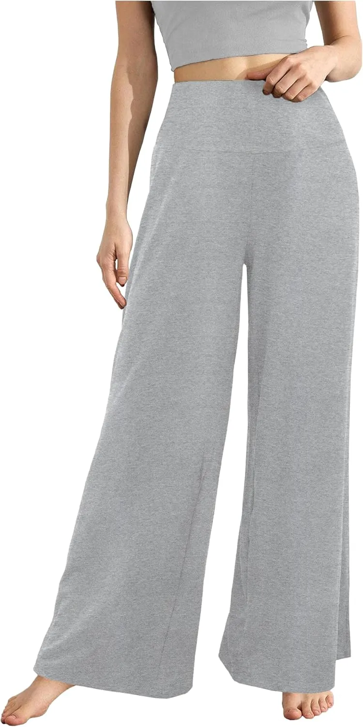 CHICASIMR Wide Leg Womens Pants High Waist Loose Flowy Comfy Lounge Stretch Soft Women Pants Casual Pants with Pockets