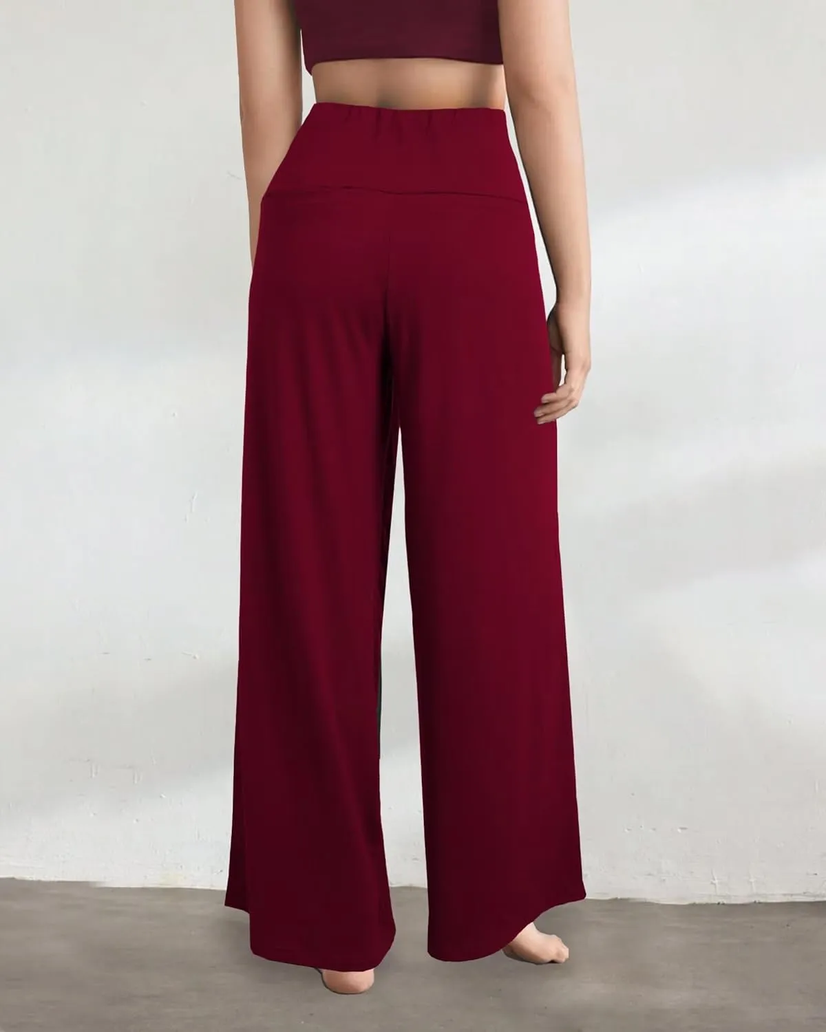 CHICASIMR Wide Leg Womens Pants High Waist Loose Flowy Comfy Lounge Stretch Soft Women Pants Casual Pants with Pockets