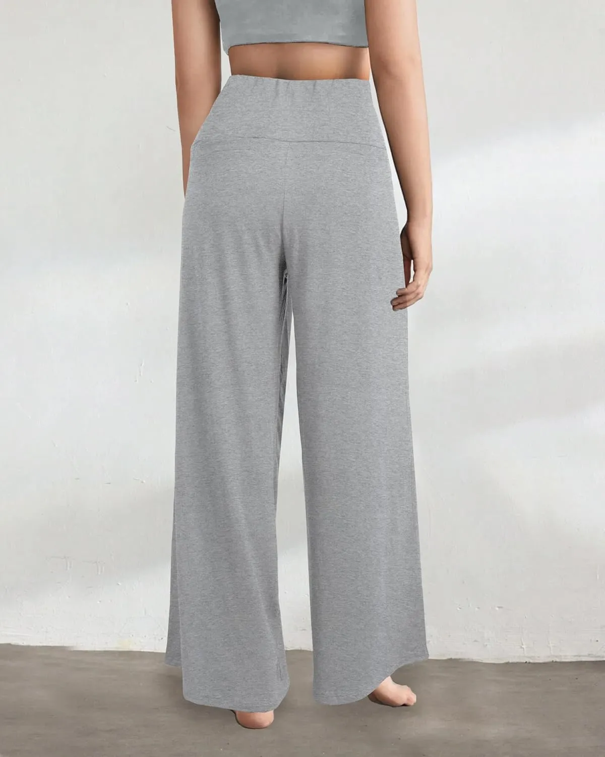 CHICASIMR Wide Leg Womens Pants High Waist Loose Flowy Comfy Lounge Stretch Soft Women Pants Casual Pants with Pockets