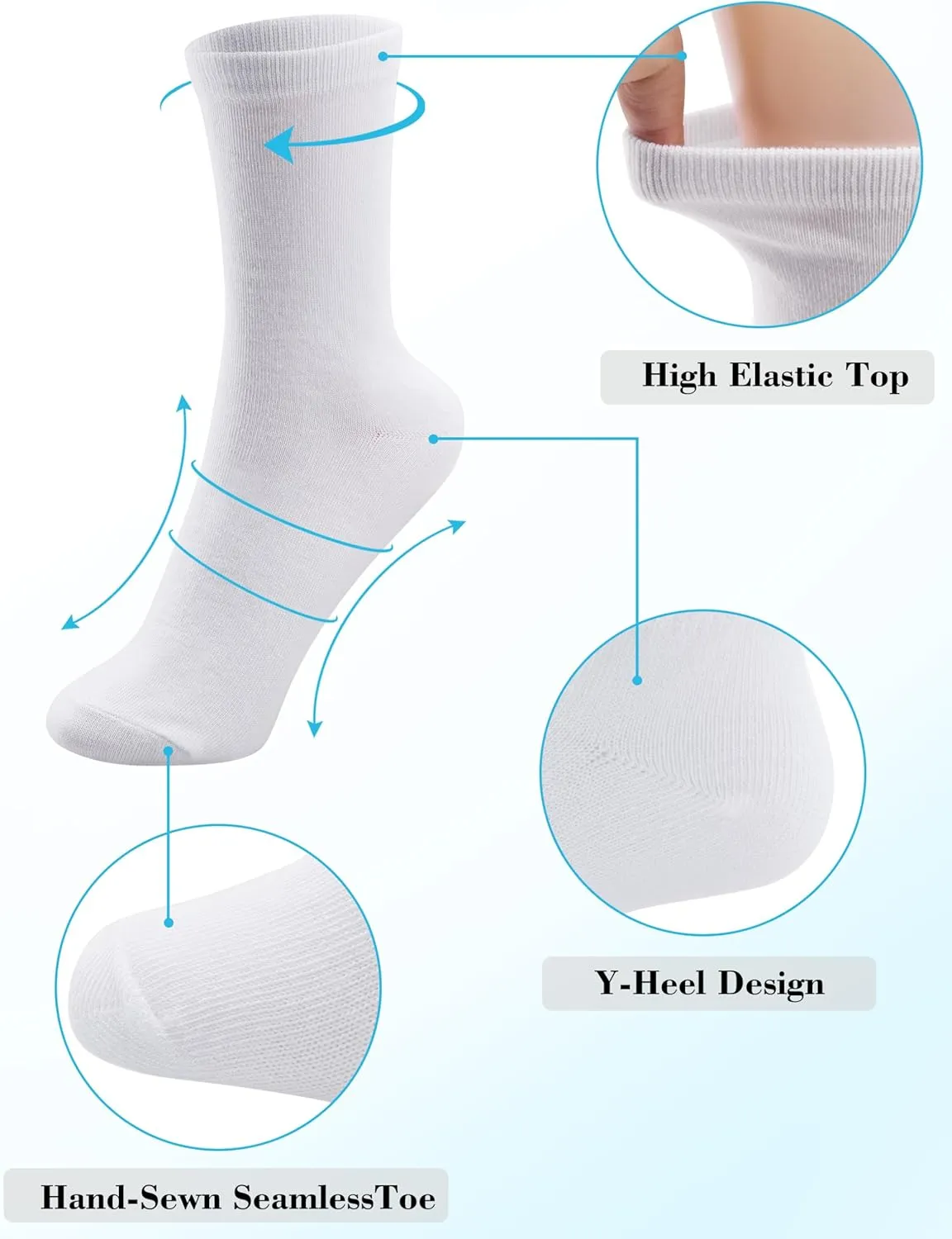 Duufin 12 Pairs Women's Crew Socks Mid Calf Lightweight Casual Gym Workout Plain Sock Ladies Crew Socks