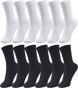 Duufin 12 Pairs Women's Crew Socks Mid Calf Lightweight Casual Gym Workout Plain Sock Ladies Crew Socks