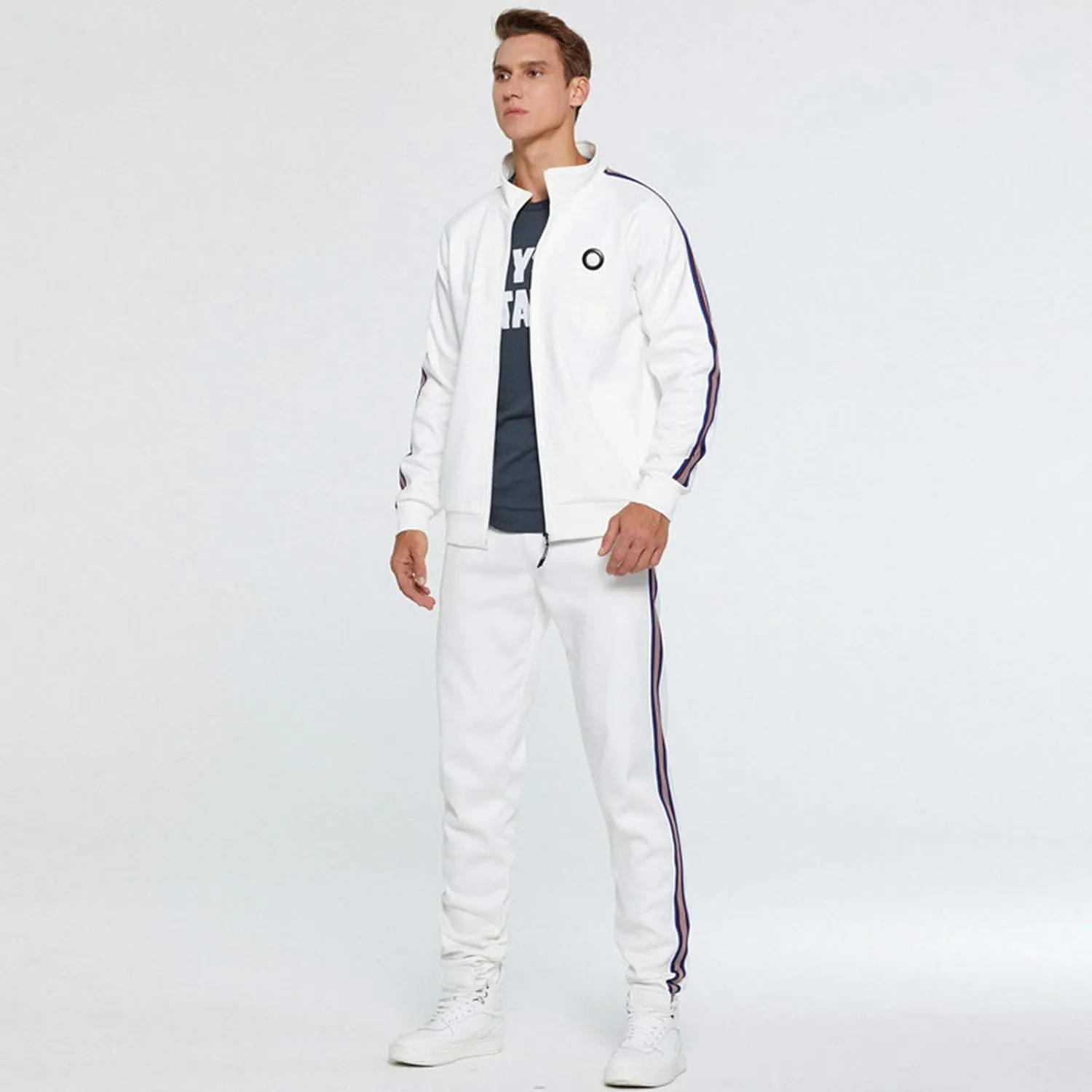Fashion Sweatsuits for Men Loose Fit Soft Cotton Tracksuit Full Zip Jacket Cinch Bottom Jogger Pant with Pockets Drawstring