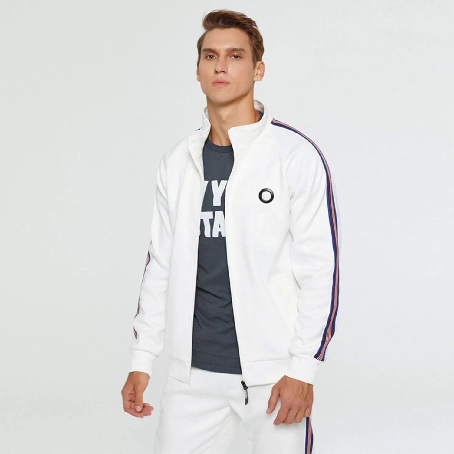 Fashion Sweatsuits for Men Loose Fit Soft Cotton Tracksuit Full Zip Jacket Cinch Bottom Jogger Pant with Pockets Drawstring