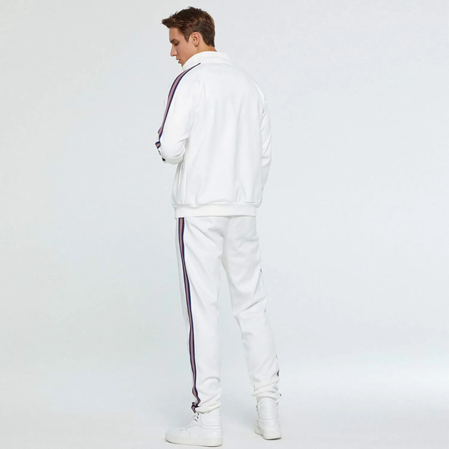 Fashion Sweatsuits for Men Loose Fit Soft Cotton Tracksuit Full Zip Jacket Cinch Bottom Jogger Pant with Pockets Drawstring