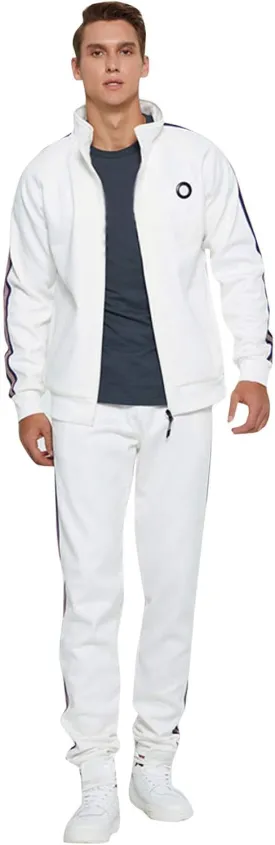 Fashion Sweatsuits for Men Loose Fit Soft Cotton Tracksuit Full Zip Jacket Cinch Bottom Jogger Pant with Pockets Drawstring