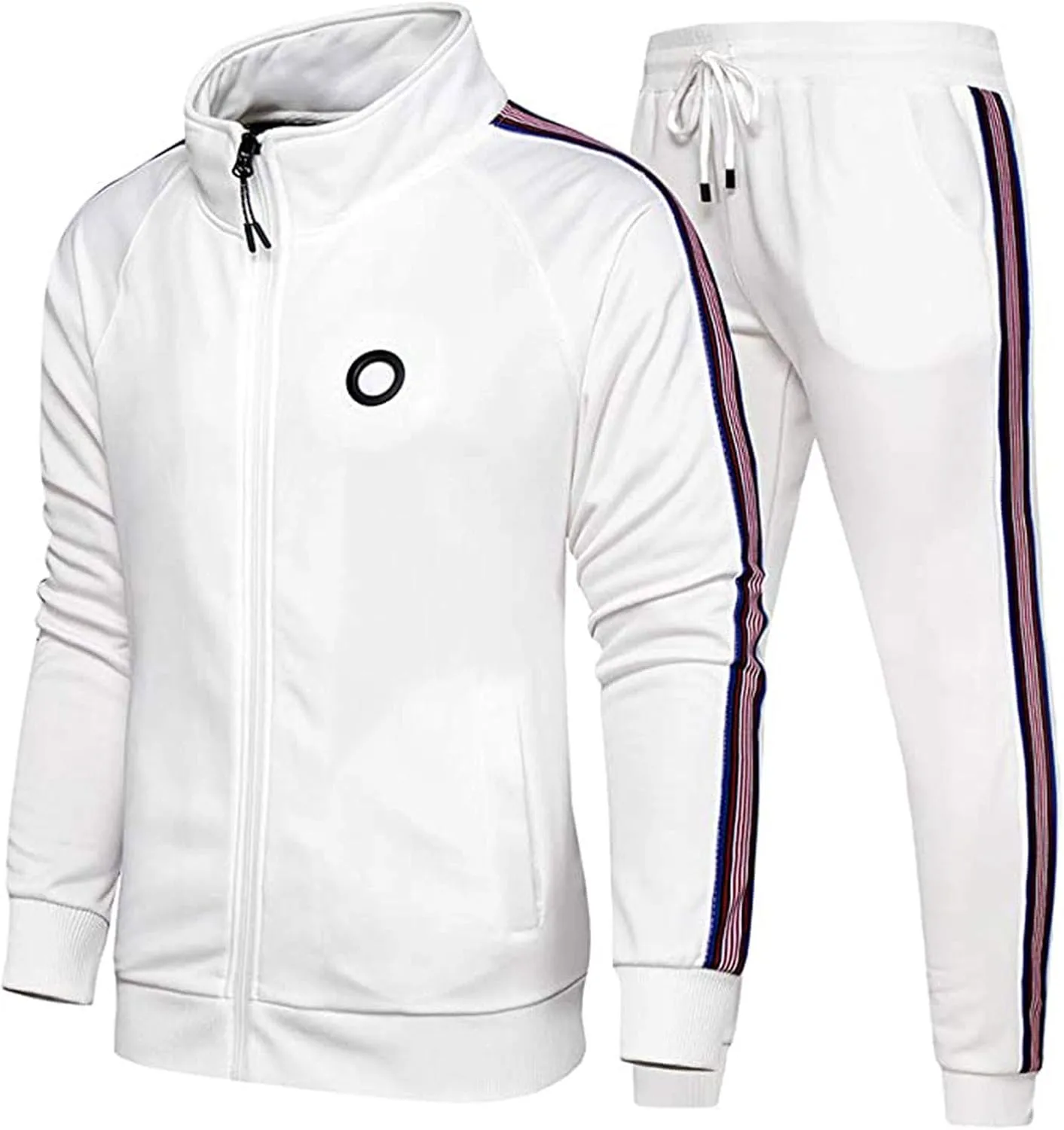 Fashion Sweatsuits for Men Loose Fit Soft Cotton Tracksuit Full Zip Jacket Cinch Bottom Jogger Pant with Pockets Drawstring