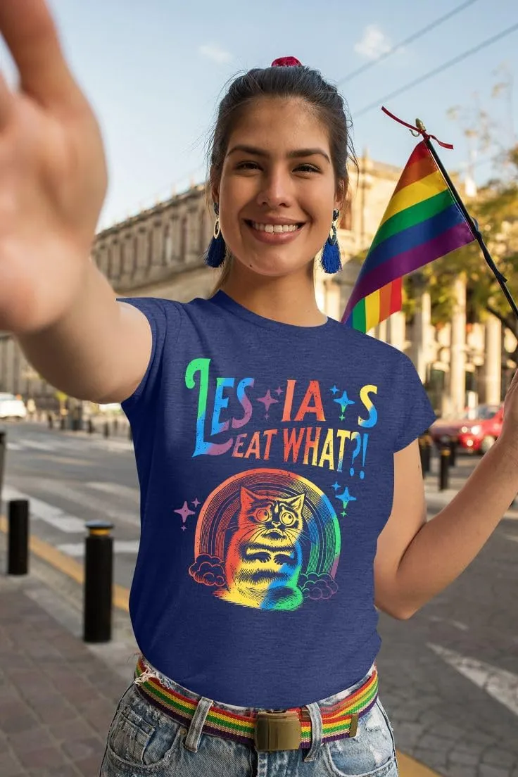FAYALEQ Pride Shirt for Women Lesbians Rainbow Cat Graphic Shirts Funny Lesbians Pride Tshirts LGBTQ Equality Shirts