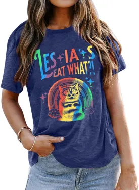 FAYALEQ Pride Shirt for Women Lesbians Rainbow Cat Graphic Shirts Funny Lesbians Pride Tshirts LGBTQ Equality Shirts