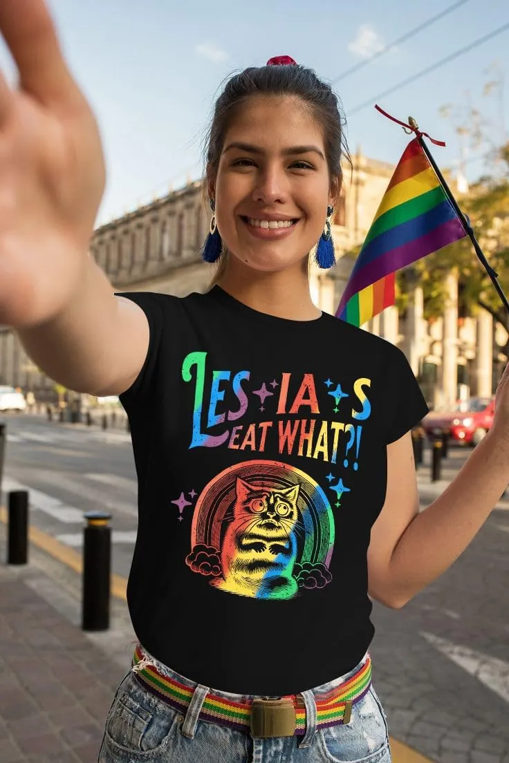 FAYALEQ Pride Shirt for Women Lesbians Rainbow Cat Graphic Shirts Funny Lesbians Pride Tshirts LGBTQ Equality Shirts
