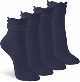 Jefferies Socks Womens Ruffle Ankle Dress Crew Seamless Cotton Scrunch Cuff Socks 4 Pair