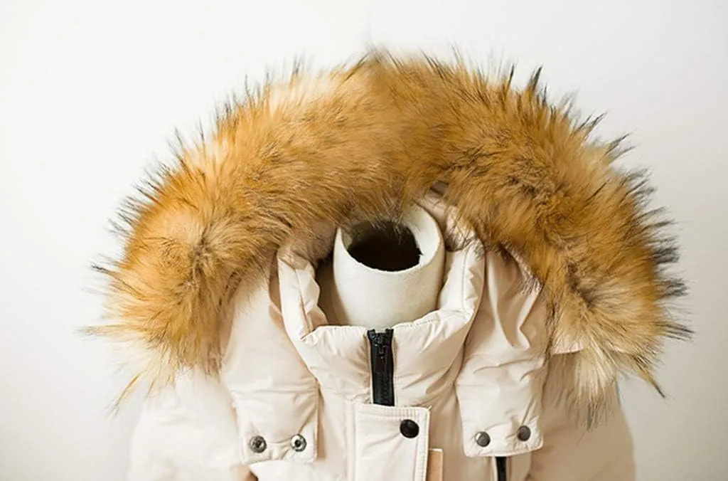 Kids Boys Girls Winter Coat Warm Parka Jacket with Fur Hood Padded Overcoat 6M-4T