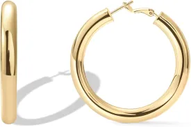 PAVOI 14K Gold Plated Sterling Silver Post Hoops | Lightweight Chunky Hoops Huggies | Thick Gold Hoop Earrings for Women