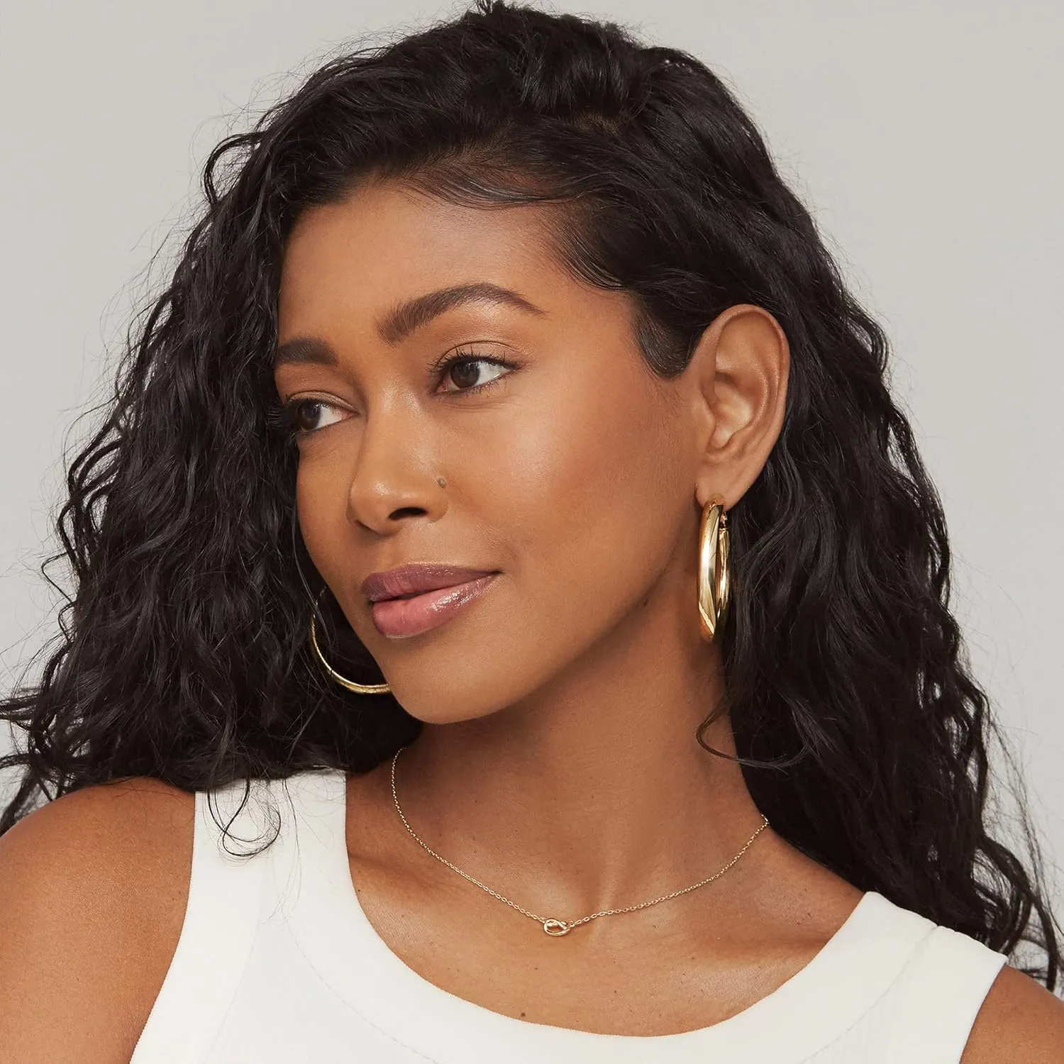 PAVOI 14K Gold Plated Sterling Silver Post Hoops | Lightweight Chunky Hoops Huggies | Thick Gold Hoop Earrings for Women