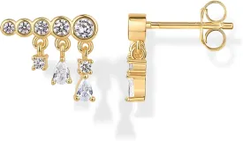 PAVOI 14K Gold Plated Sterling Silver Posts Drop Dangle Cubic Zirconia Stud Earrings for Women | Gold Statement Gradient Crawler Studs Earring