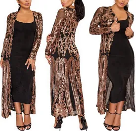Sequin Cardigans Duster Sparkly Blazer Jackets Long for Women Evening