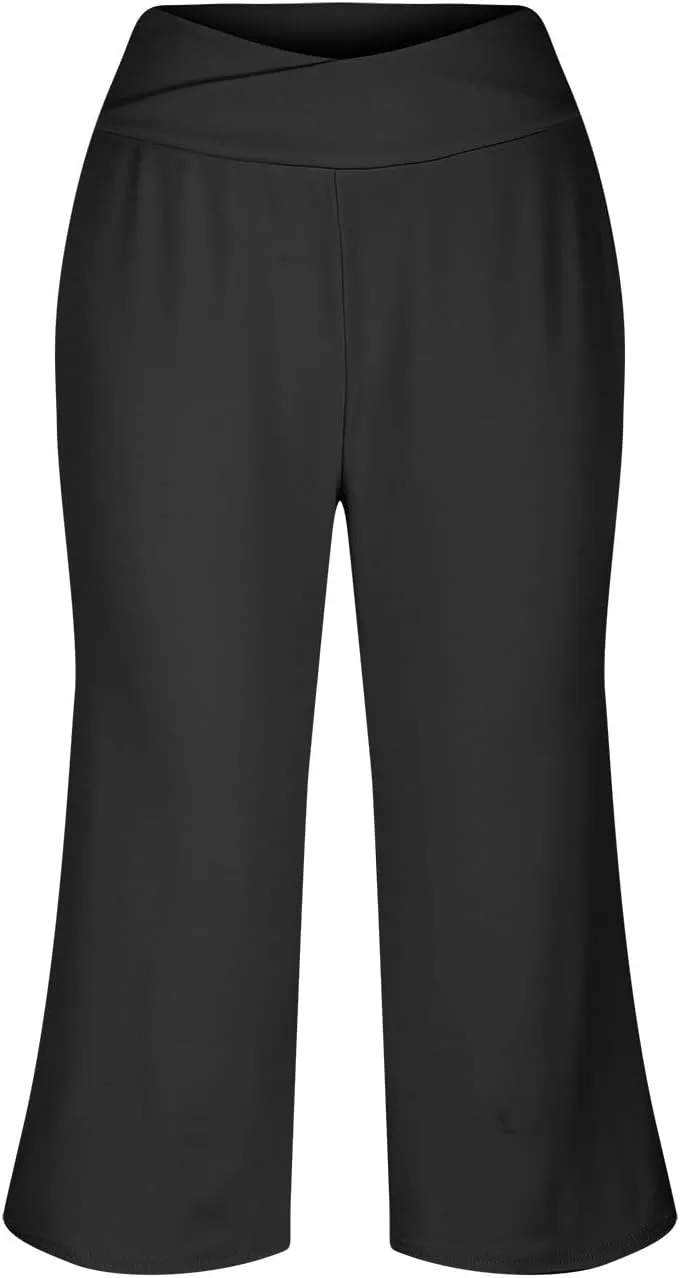 Summer Capri Pants for Women High Waist Workout Legging with Pockets Tummy Control Leggings Crop Straight Yoga Pant