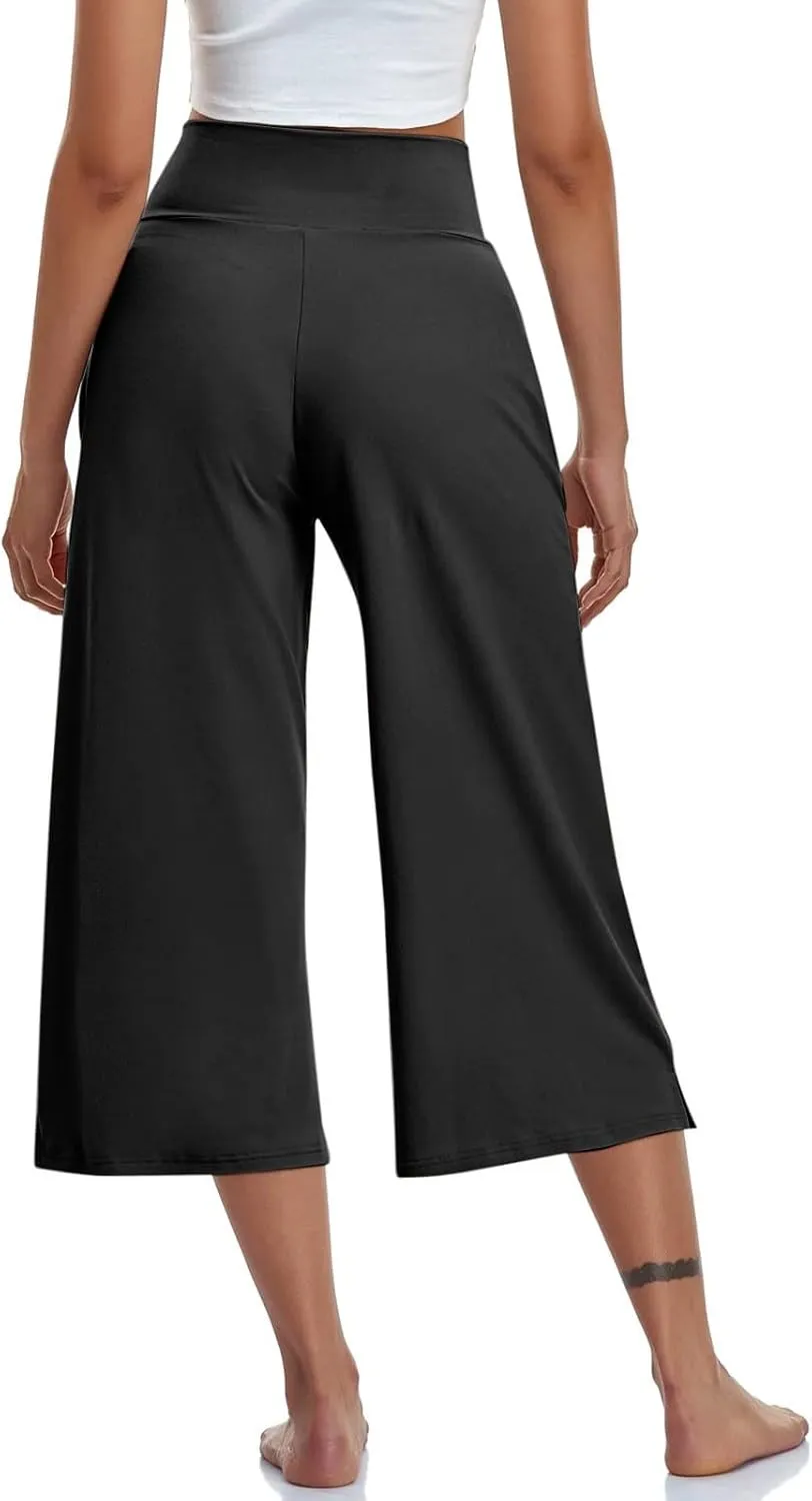 Summer Capri Pants for Women High Waist Workout Legging with Pockets Tummy Control Leggings Crop Straight Yoga Pant