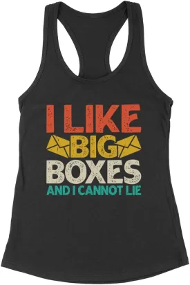 TeesAndTankYou I Like Big Boxes Postal Worker Tank Top Fitted Racerback Women's