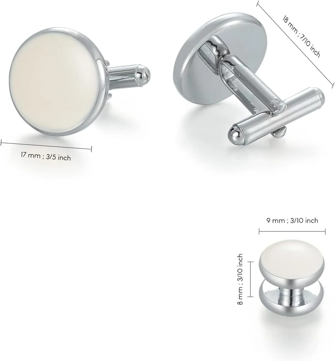 UJOY Cufflinks and Studs Set Blanks Round 4 Colors Shirt Tuxedo Buttons Packed in Cufflink Box for Men