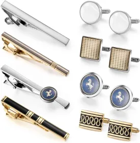 UJOY Mens Cufflinks and Tie Clips Set 12 PCS Formal Business Shirts Dress Necktie Pins Buttons Cuff Link Box Packed