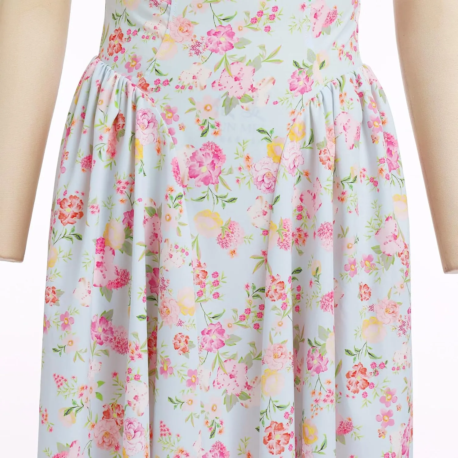 Women Floral Corset Dress Summer Dresses Boho Flowy Adjustable Halter Neck Lace Up Midi Dresses A Line Casual Sundress