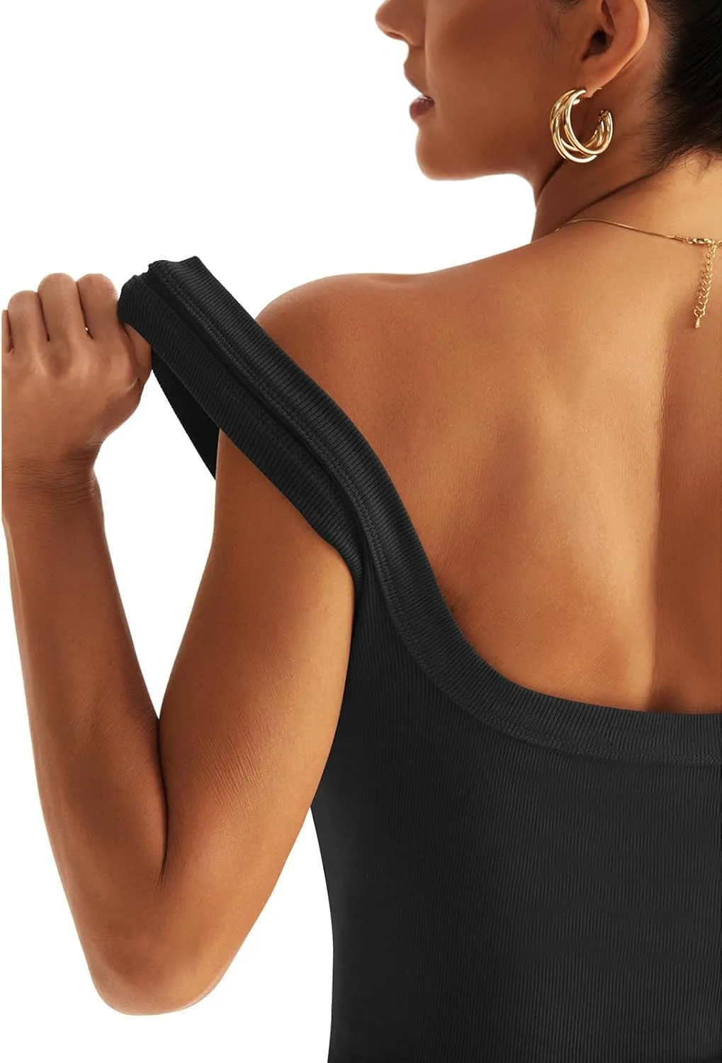 Women Ribbed Square Neck Tank Tops Backless Sleeveless Tops Basic Shirts Summer Tops
