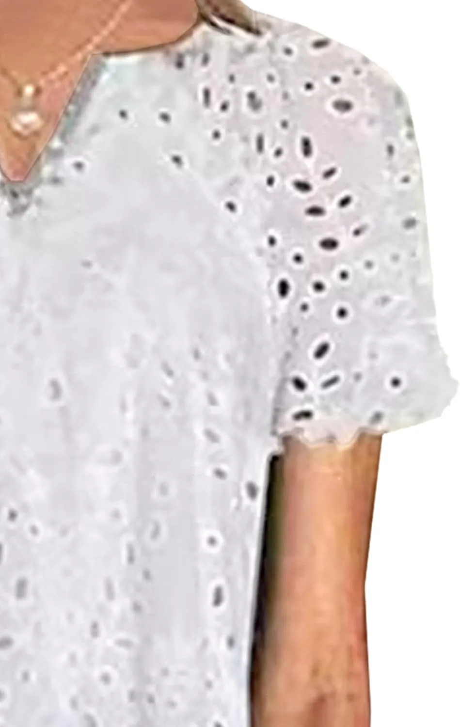 Women Summer Ruffle Hem Floral Lace Eyelet Dress Casual Notch Neck Midi Tunic Dress with Pocket 2025 Trendy