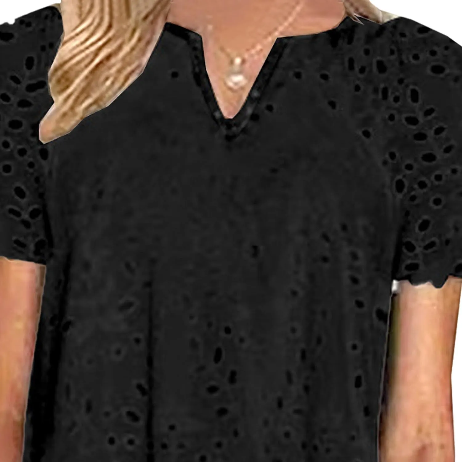 Women Summer Ruffle Hem Floral Lace Eyelet Dress Casual Notch Neck Midi Tunic Dress with Pocket 2025 Trendy