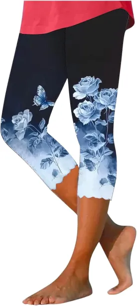 Womens Capris for Summer Dressy Cropped High Waist Yoga Pants Comfy Stretchy Leggings Workout Compression Pants