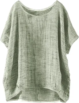 Women's Summer Cotton Linen Boho Floral Short Sleeve Tunic Tops Casual Comfy Womens Tops Oversized Business